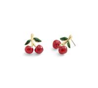 Coach Gold Enamel Green Red Cherry Studs - Gold
