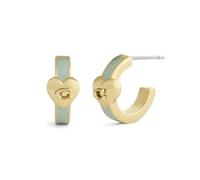 Coach Gold Green Enamel Heart Huggie Earrings - Gold