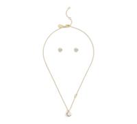 Coach Gold Round CZ Boxed Stud and Necklace Set - Gold
