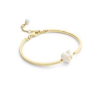 Coach Gold White Enamel Heart Cuff Bracelet - Gold