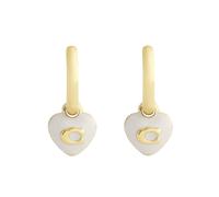 Coach Gold White Enamel Heart Huggie Earrings - Gold