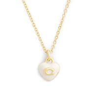 Coach Gold White Enamel Heart Necklace - 40cm