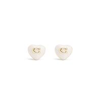 Coach Gold White Heart Studs - Gold