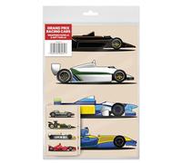 Coach House - Grand Prix Racing Cars Wrapping Paper and Gift Tags, 2 Sheets & 2 Tags, When Open the Sheets are 70 x 50 cms and Tags measure 12 x 9.5 cms