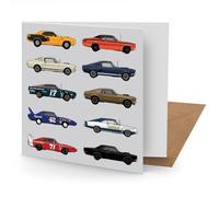 Coach House Greetings Card, American Muscle Car Card, 15 x 15 cms, Suitable for all Occasions, Multi-Coloured