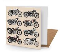 Coach House Greetings Card, British Motorcycles Card, 15 x 15 cms, Suitable for all Occasions, Multi-Coloured