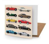 Coach House Greetings Card, British Sports Car Card, 15 x 15 cms, Suitable for all Occasions, Multi-Coloured