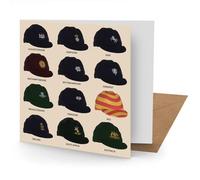 Coach House Greetings Card, Vintage Cricket Caps Card, 15 x 15 cms, Suitable for all Occasions, Multi-Coloured