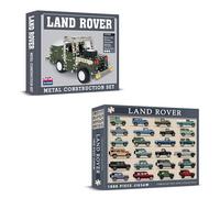 Coach House Landy Gift Set - 1000 Piece Jigsaw Puzzle & 402-Piece Metal Construction Model Kit, Classic 4x4 Collector’s Gift for Car Enthusiasts
