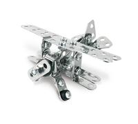 Coach House Partners Mini Builder Series Airplane Metal Construction Set - Stainless Steel, 76 Pieces, Tools Included, Enhance Dexterity Skills
