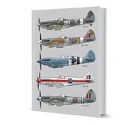 Coach House Partners Spitfire Hardback Notebook for Him, A5 120 Lined Pages | Illustrated Inside Front & Back Covers, Protective Rigid Cover, Ink-Resistant Paper, Journal or Jot Notes, Fits a Bag