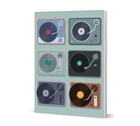 Coach House Partners Turntables Softcover Notebook, Retro Music & DJ Note Book, A5, 120 Pages Lined, Multicoloured