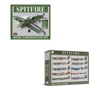 Coach House Spitfire 1000 Piece Jigsaw Puzzle & 285-Piece Metal Construction Model Kit with Tools, WWII Aircraft Collector’s Build & Puzzle Bundle for Aviation Enthusiasts