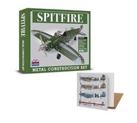 Coach House Spitfire Metal Construction Set and Greeting Card, WWII Collectors Bundle, Multi-Coloured