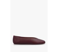COACH Houston Merlot Leather Ballet Pumps Size: 7, Colour: Burgundy Le