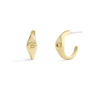 COACH Jewelry Women's Signature Signet Huggie Earrings, One Size, Brass Titanium, No Gemstone