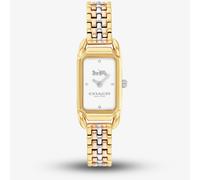 Coach Gold 3 Tone Cadie White Rectangular Dial Watch - Gold
