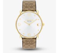 Coach Gold Elliot Brown Logo Strap Watch - Gold
