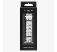 Coach Ladies Silver Tone Crystal Set Apple Watch Strap 14700261