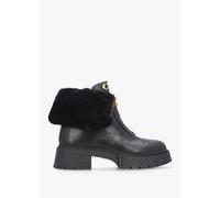 COACH Leah Black Leather Front Zip Platform Boots Size: 7, Colour: Bla