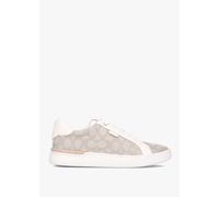 COACH Lowline Stone Chalk Jacquard Low Top Trainers Colour: Beige Fabric, Size: 7