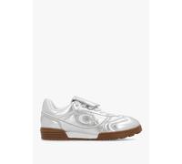 COACH Match Silver Metallic Leather Trainers Size: 8, Colour: Silver L