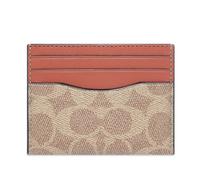 Coach Men's Signature Card Holder Tan/Rust One Size