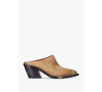 COACH Paloma Coconut Suede Western Block Heel Backless Mules Size: 6, Colour: Tan Suede