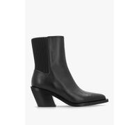 COACH Prestyn Black Leather Western Stacked Heel Ankle Boots Colour: B