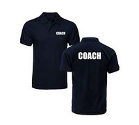 Coach Print Polo Shirt Coaching Experienced Person Trainer Professional Teacher Work Wear Uniform Adult Unisex Polo Top (Navy, XL, x_l)