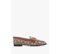 COACH Sculpted C Signature Jacquard Cocoa Burnished Amber Loafers Size