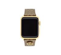 Coach Signature Brown Leather Tea Rose Apple Strap - Gold