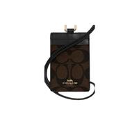 Coach Signature C PVC Canvas Leather Brown Black Lanyard, Badge ID Credit Card Holder 63274 by Coach
