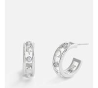 Coach Signature C Silver-Tone Open Hoop Earrings
