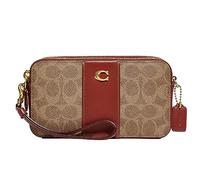 COACH Signature Print Brown Cross Body Bag Clutch Bag, Tan Rust