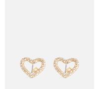 Coach Signature Silver-Tone Pavé Heart Stud Earrings