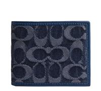Coach Slim Billfold Wallet in Signature Denim Deep Blue One Size, Deep Blue, One Size, Slim Billfold Wallet in Signature Denim