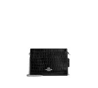 Coach - Slim Crossbody Croc-Embossed Leather Silver/Black
