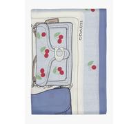 COACH Tabby Cherry Denim Red Silk Scarf Colour: Dnf, Size: One Size