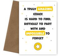 Coach Thank You Card - Impossible to Forget - Appreciation Card for Coach to Express Thanks to Him or Her - Leaving, Retirement