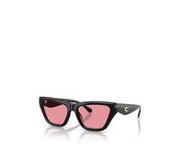 COACH Thick Frame Black Sunglasses- With Red Lens, Black, Women Black