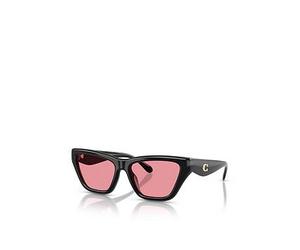 COACH Thick Frame Black Sunglasses- With Red Lens, Black, Women Black