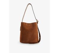 Coach Womens Coach Bleecker Foil-Print Logo Leather-Suede Bucket Bag B4/Warm Brown