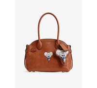 Coach Womens Coach x Brain Dead Empire 21 Burnished Printed Leather Carryall Bag Amber Brown