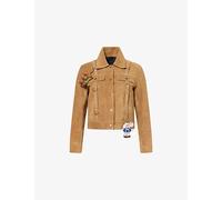 Coach Womens Coach x Brain Dead Strap Charm Leather-Suede Jacket Tan S