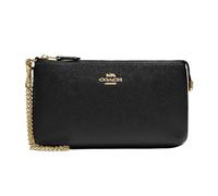 COACH Women's Crossgrain Leather Wristlet W Chain Large Bracelet, Black, Talla única