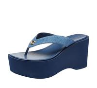 Coach Women's Denim Sculpted C Platform Flip Flop, Deep Blue, 6 UK