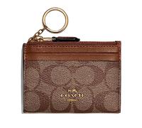 Coach Women's Mini Skinny ID Case (Signature Canvas, Khaki - Saddle 2)
