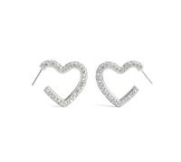 COACH Womens Pavé Heart Hoop Earrings, One Size, Brass Titanium, No Gemstone
