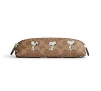 COACH Womens Pencil Case In Signature Canvas Leather SnoopyPeanutsPrint Tan/Brown Multi